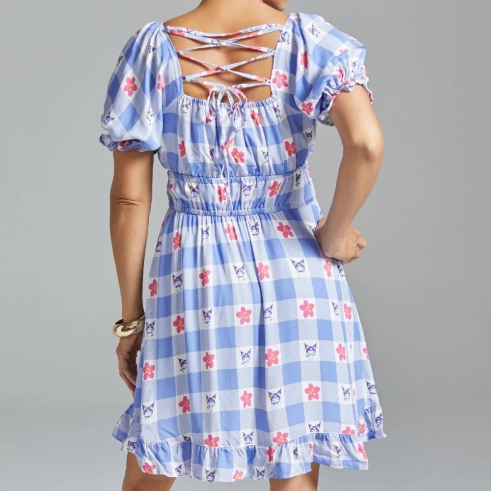 Sanrio Kuromi Gingham Floral Smock‎ Dress Boxlunch Hello Kitty My Melody